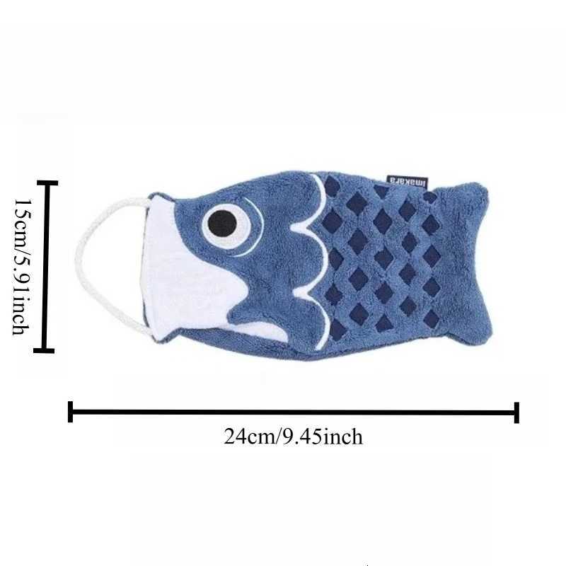 1pc Cute Cartoon Koi Shaped Hanging Hand Towel for Home Bathroom Childrens Super Absorbent Handkerchief Square Kitchen C251210