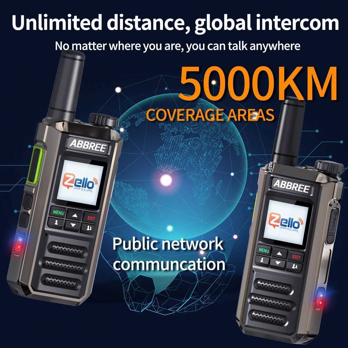 ABBREE GP-18 Zello PoC Radio Global Unlimited Distance Dual SIM Card Slots Android Flashlight WIFI 3G/4G Network Radio M251210