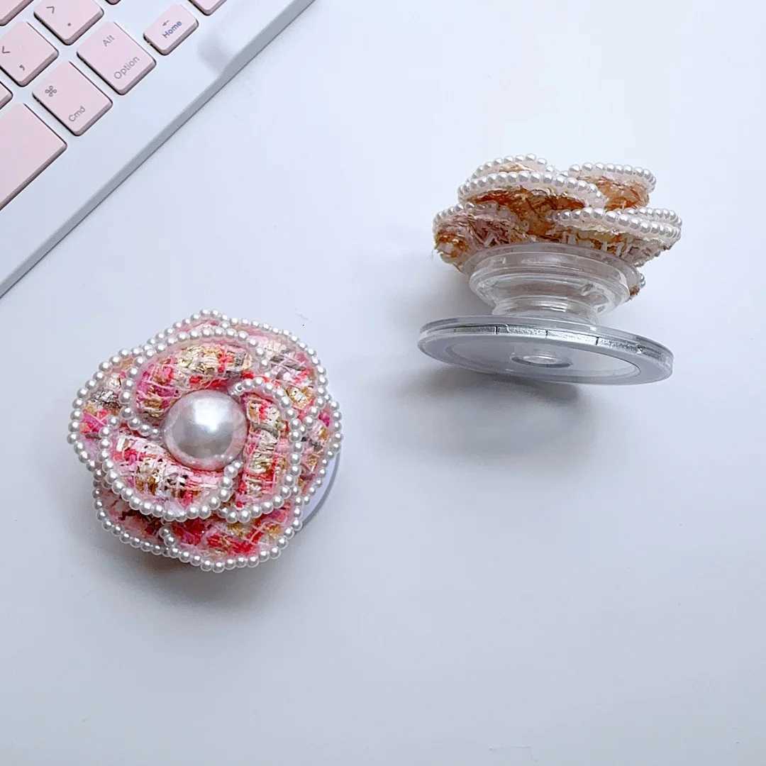 Luxury fashion fem 3D Pearl flower Magnetic Stand Foldable Phone Holder for Adjustable Grip Invisible Folding bracket C251210