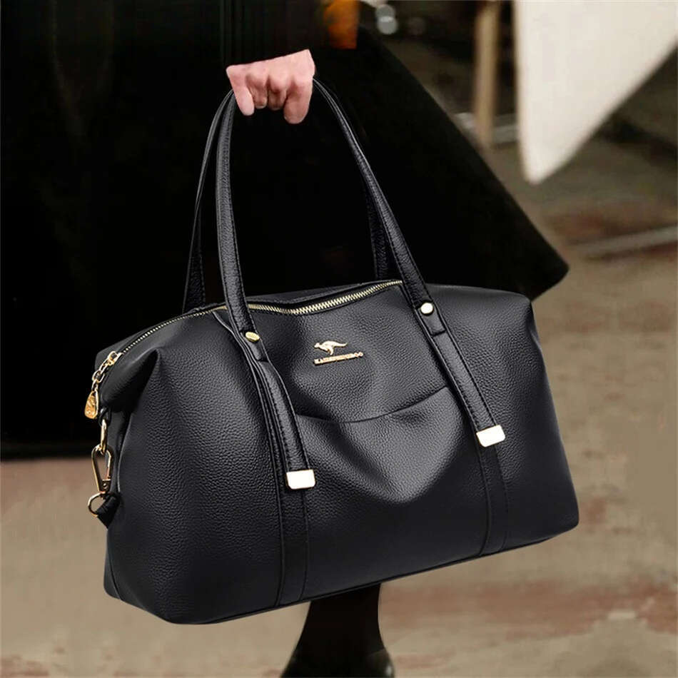 Genuine Brand Luxury Casual Tote Soft Leather Large Capacity Handbag Women's Shoulder Crossbody Bat Bag Sac A Main