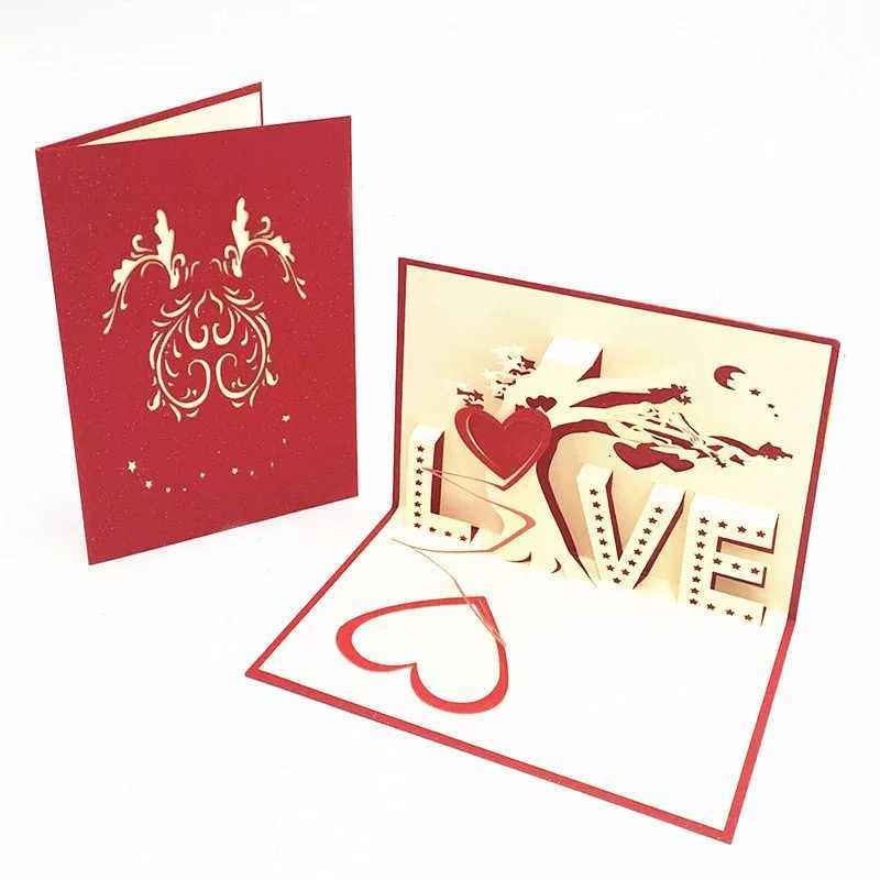 1pcs 3D Up Greeting Cards With Envelope Laser Cut Post Card For Birthday Christmas Vntine Day Party Wedding Decoration H251210