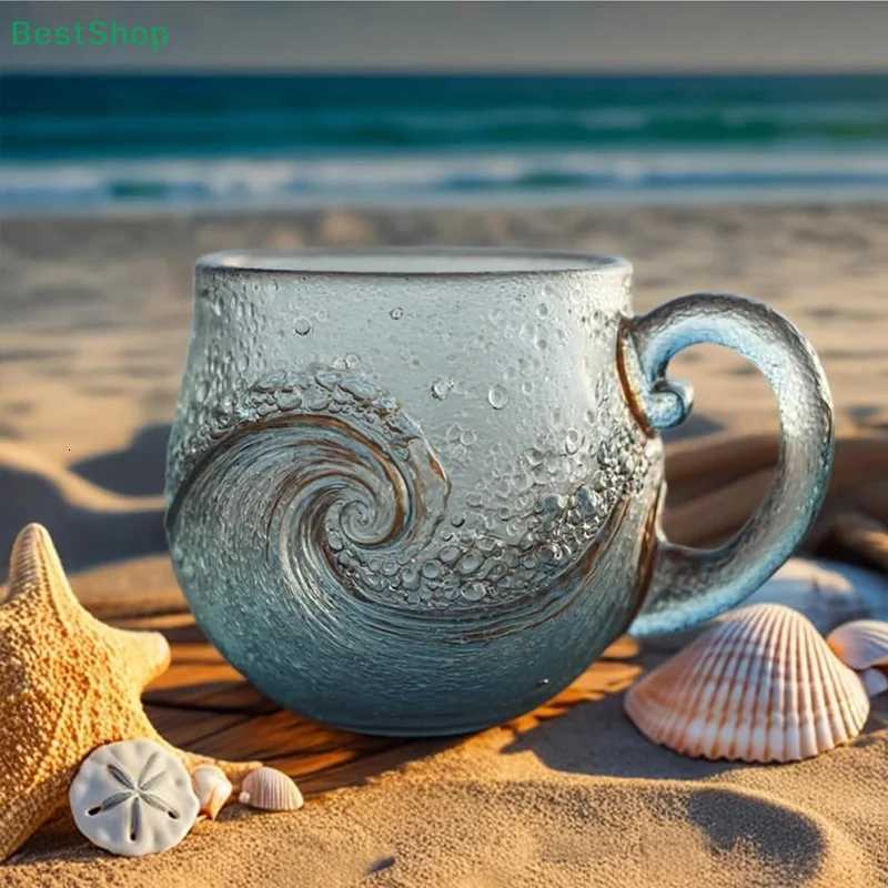 Glass Wave Cup Unique Textured Beach Lovers Themed Mug 12OZ C251210