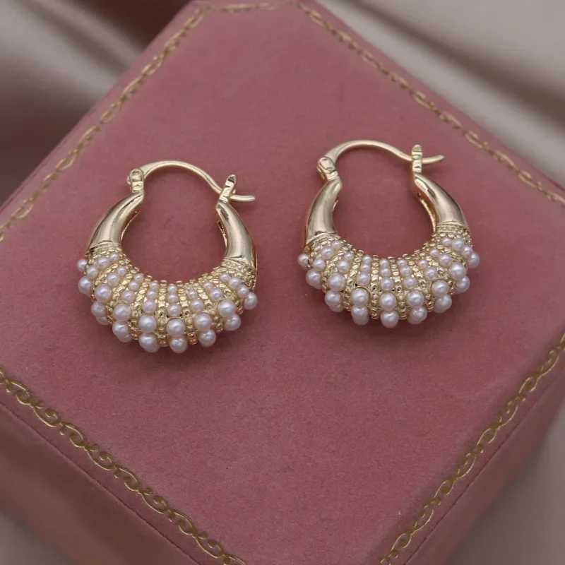 French new design fashion jewelry 14K gold plated U-shed small pearl earrings elegant wens daily work accories Y251210