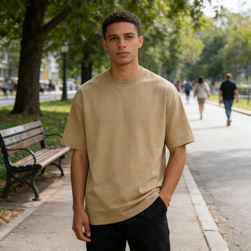 Unisex Oversized Crew Neck T-Shirt Short Sleeve Loose Fit Casual Basic Tee for Daily & Street Style CF14251