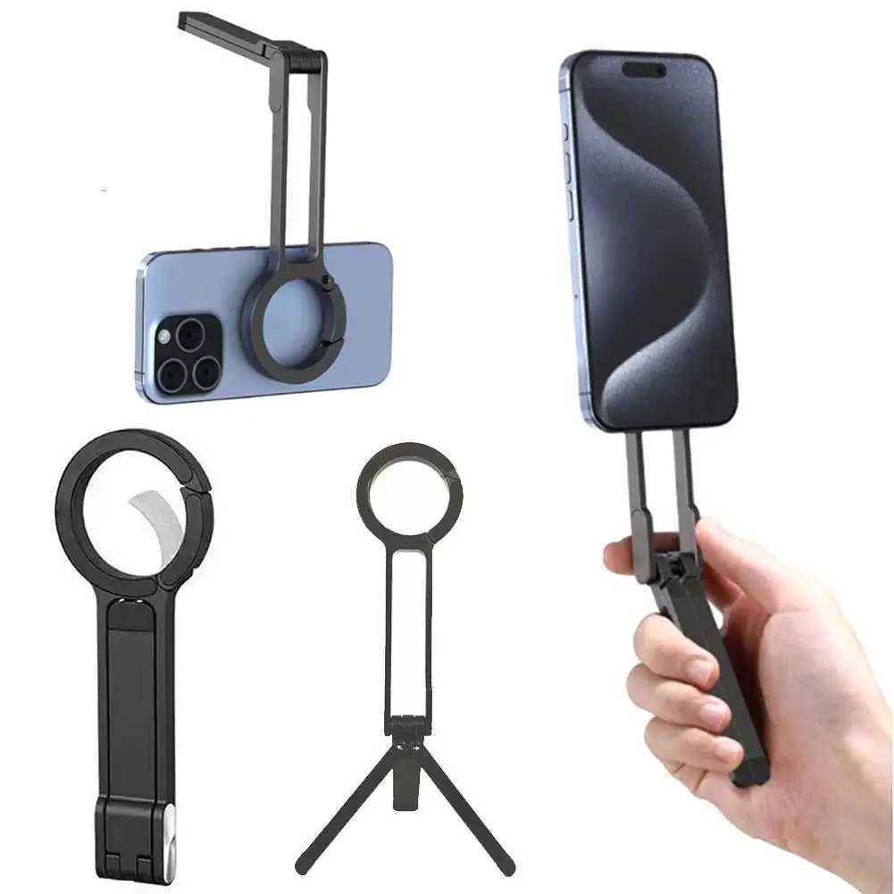 ABS Phone Tripod Carabiner-Mounted For iPhone Portable Dual-sided Magnetic Tripod Desk Mount Phone Handle Holder C251210