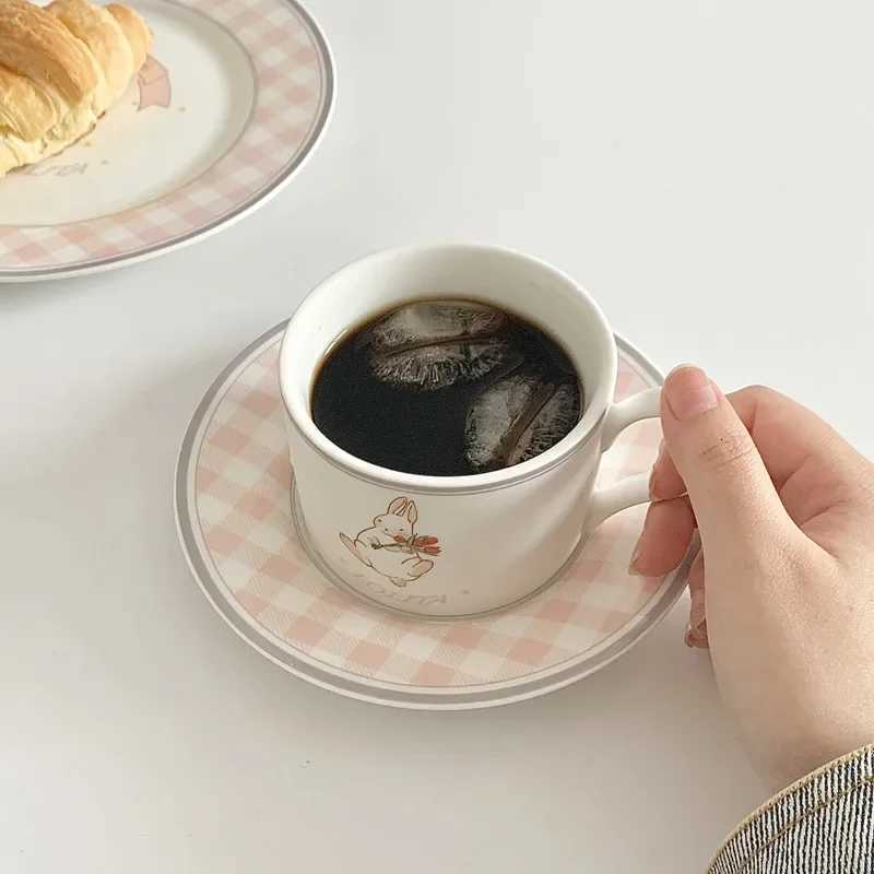 Little Rabbit Mug Set High Temperature Resistant Large Capacity Cartoon Ceramic Cup Afternoon Tea Breakfast Dessert Plate C251210