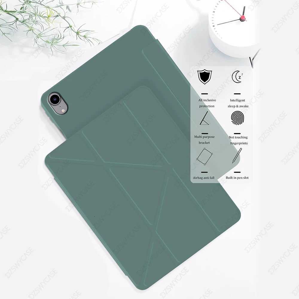 Case For iPad Air 4/5th Gen 109 for iPad Air 11 M2 M3 TPU Soft Cover with Pencil Holder Y-Shaped Stand Auto Sleep / Wake H251210