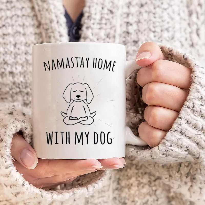 1 Namastay Home with My Dog Ceramic Mug - Insulated coffee mug with meditating dog pattern yoga and meditation theme can be C251210