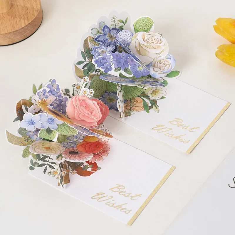 Rantic Flower 3D -up Greeting Cards Best es Birthday Wedding Anniversary Postcard Thanksgiving Xmas Gifts Cards H251210