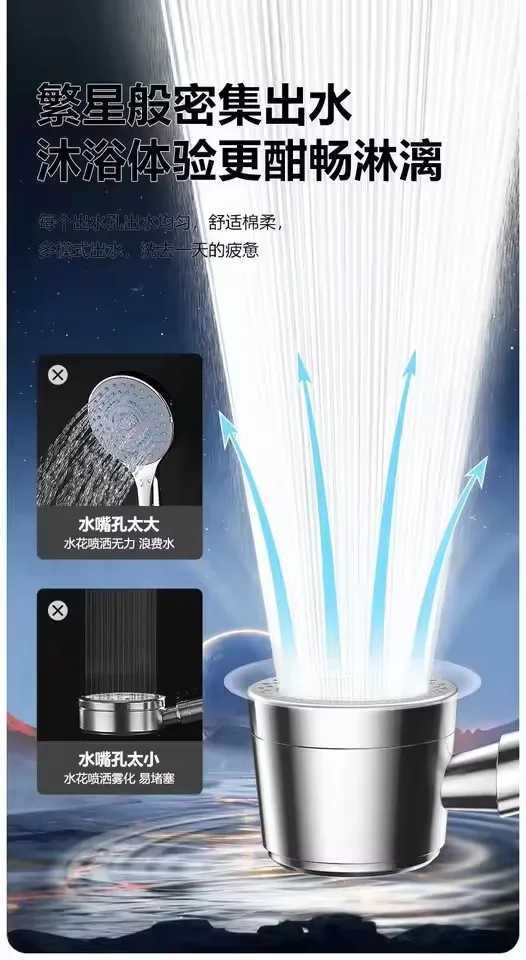 New 5 Mode Pressurized Shower Head With Filter Stop Button Water Saving Spray Nozzles Big Boost Showerhead Bathroom Accessories T251210 M260320