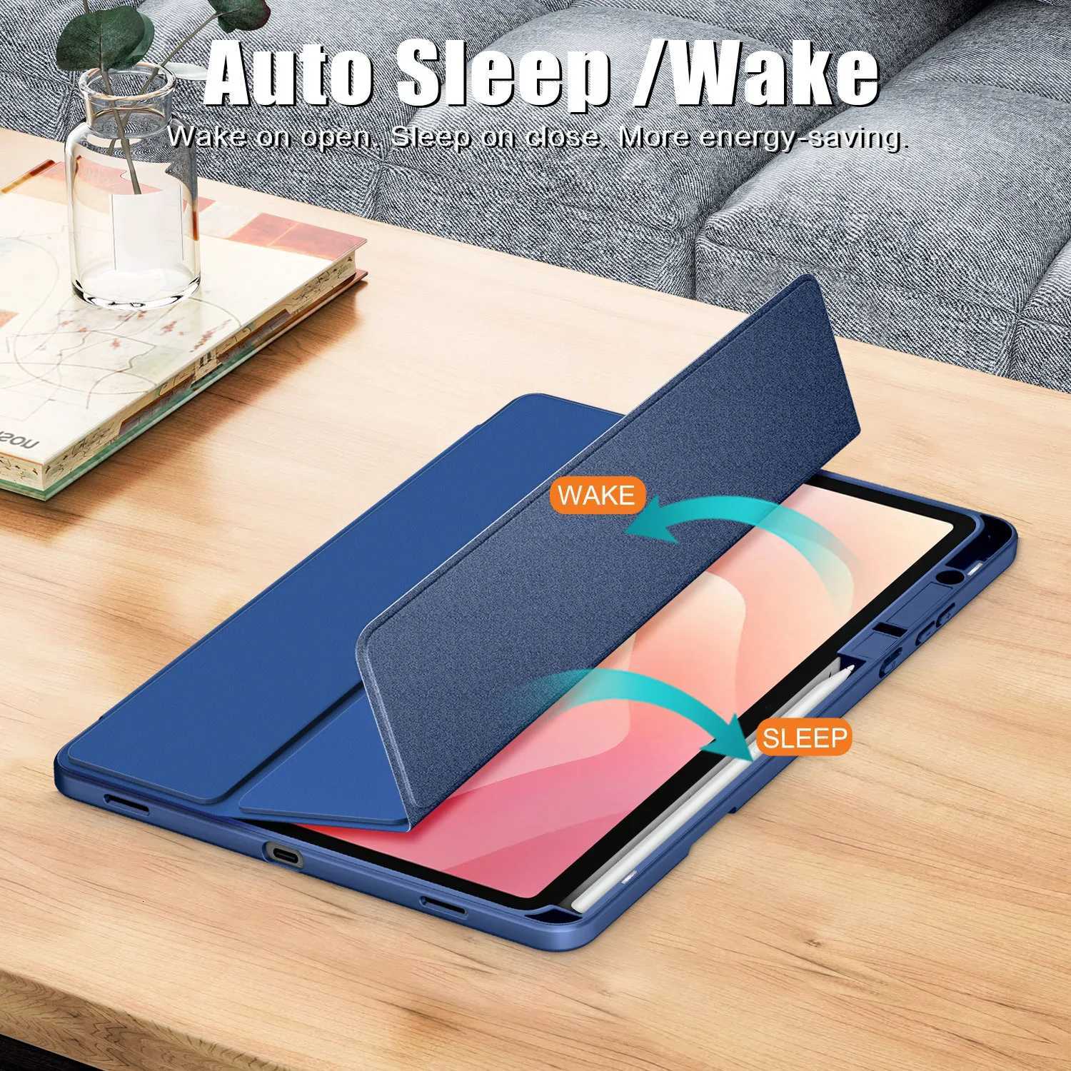 For Galaxy Tab S11 Case 2025 11inch SM-X730/SM-X736 TPU Tri-Fold Magnetic Stand Smart Tablets Cover with Pencil Holder H251210