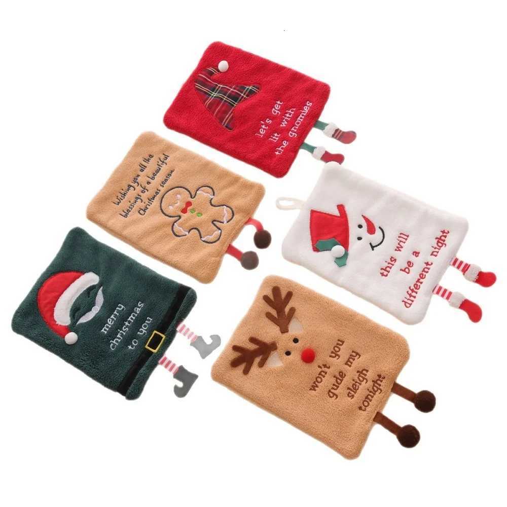 Christmas-themed hand towels with hanging rings super soft highly absorbent Christmas decorative hand towels suitable C251210