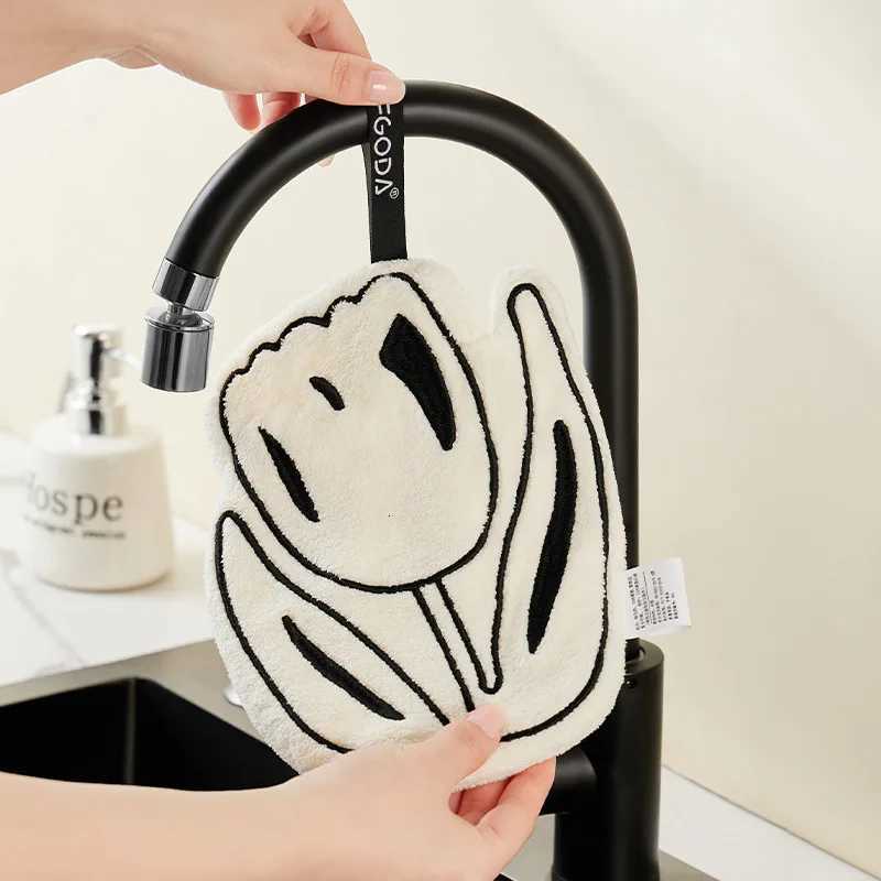 luxury Thickened Cute Hand Towel Hanging Washcloth Super AbsorbentLint-Free Kitchen Dishcloth Bathroom Hand Towel C251210