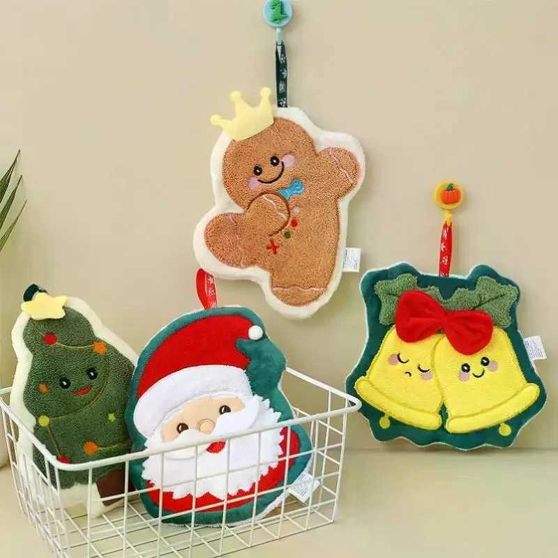 Coral Fleece Christmas Santa Claus Hand Towels Water Absorption Quick-drying Hand Towel Christmas Tree Bell Kitchen Bathroom C251210