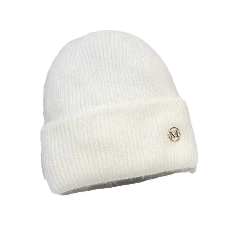Luxury Knitted hat with thick velvet for women warm and versatile big head circumference head cover ear protection cold hat Y251209
