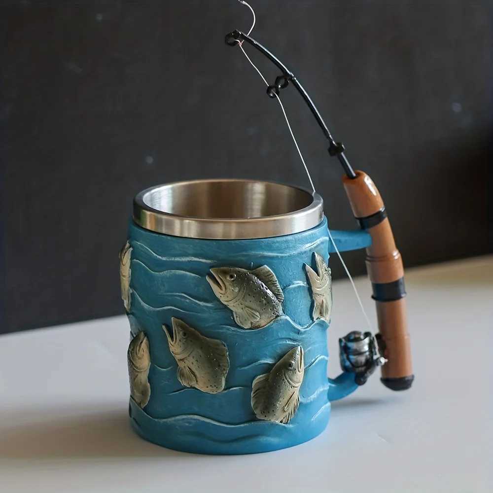 355ml Resin Cup Cold Hot Drinkware Coffee Mug Beverage Container Fishing Theme Design Water Cup for Tea Milk Christmas Gifts C251210