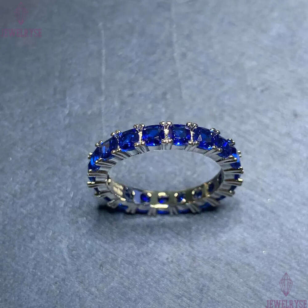 Luxury blue stone square designer rings for women shine crystal bling diamond silver retro vintage geometry love ring jewelry gift