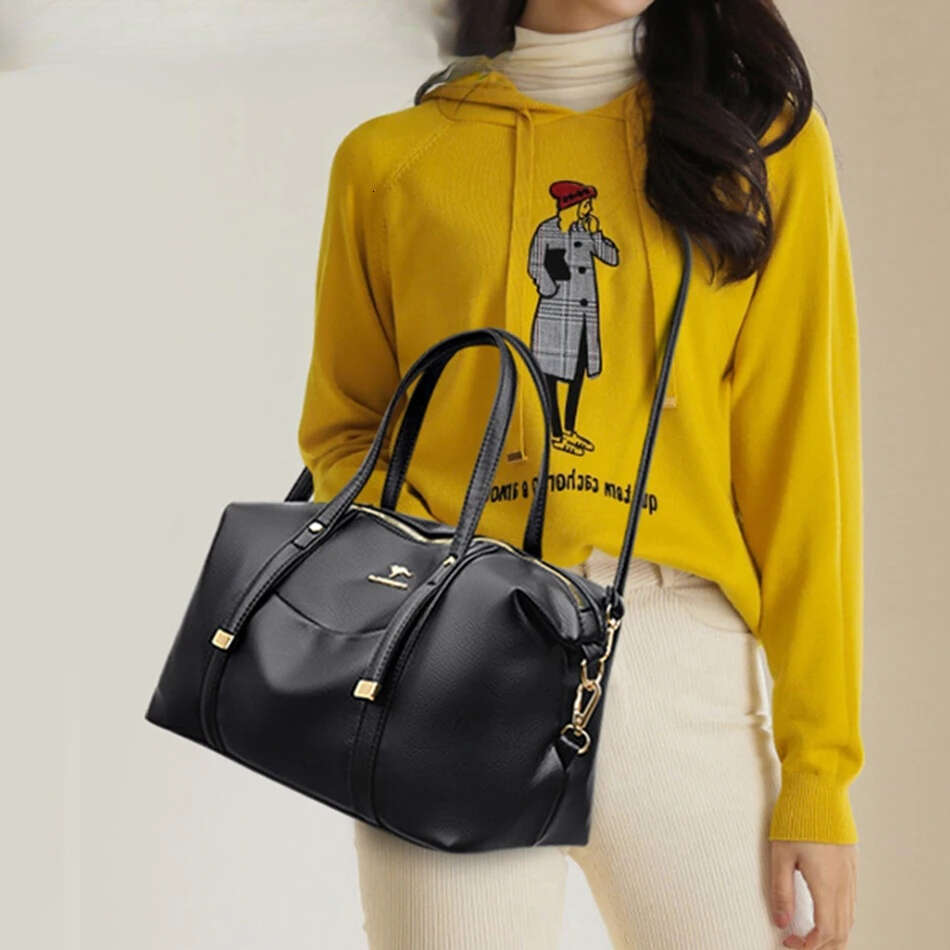 Genuine Brand Luxury Casual Tote Soft Leather Large Capacity Handbag Women's Shoulder Crossbody Bat Bag Sac A Main