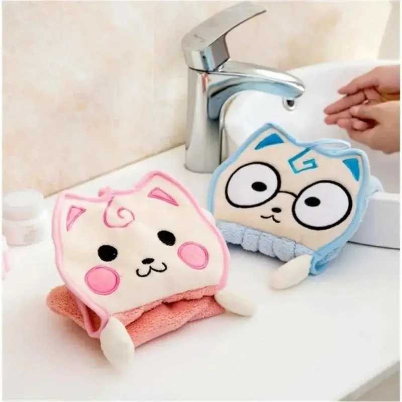 Cartoon Cat Hand Towel Thickened Kitchen Bathroom Coral Velvet Cloths Towels Home Quick Drying Children Cleaning Dishcloth New C251210
