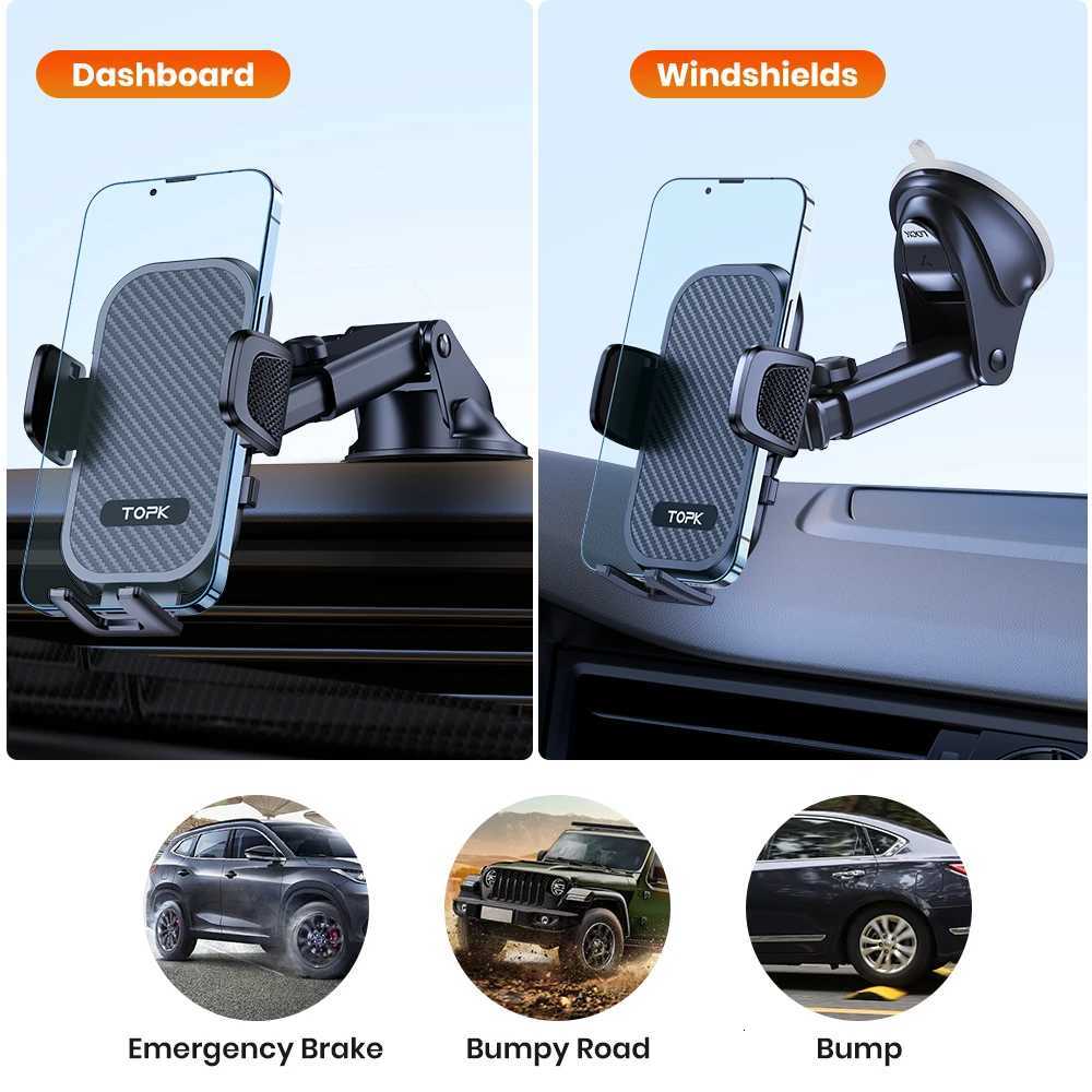 TOPK Universal Cell Car Phone Holder Mount 360Rotationfor Air Vent Dashboard Windshield Suction Cup Stand for iPhone Phones C251210