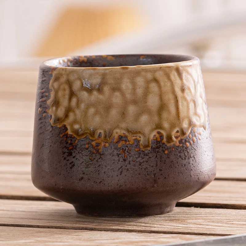 Retro Coarse Pottery Kiln Flowing Glazed Teacups Japanese Coffee Mug Cups Living Room Coffee Table Decoration Accessories C251210