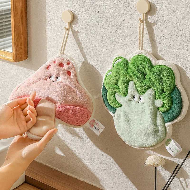 Hand Towel Cartoon Wipe Handkerchief Rag Vegetable Shape Towels For Wiping Hands Thickening Absorbent With Hanging Loop C251210