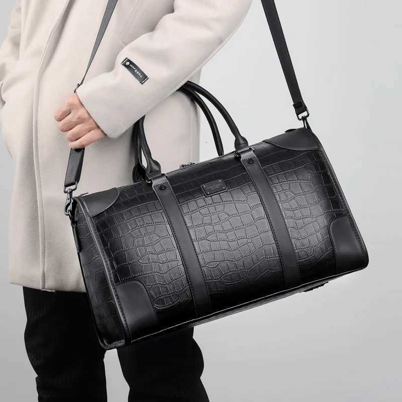 Fi Handbag Bag Men Business Travel Tote Luxury Alligator PU Leather Lage Bag With Shoder Strap Crossbody Bags Duffle Y251209