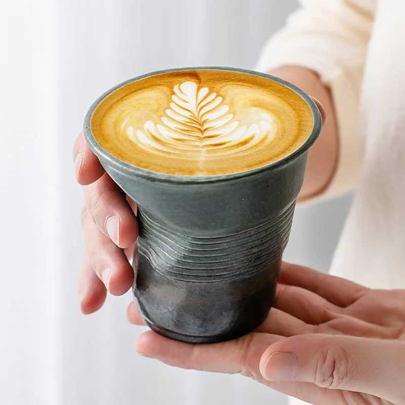200ml Rough Pottery Coffee Cup Creative Milk Cup Irregular Ceramic Latte Cup Retro Tea Cup Kitchen Supplies Gradient Ceramic Cup C251210