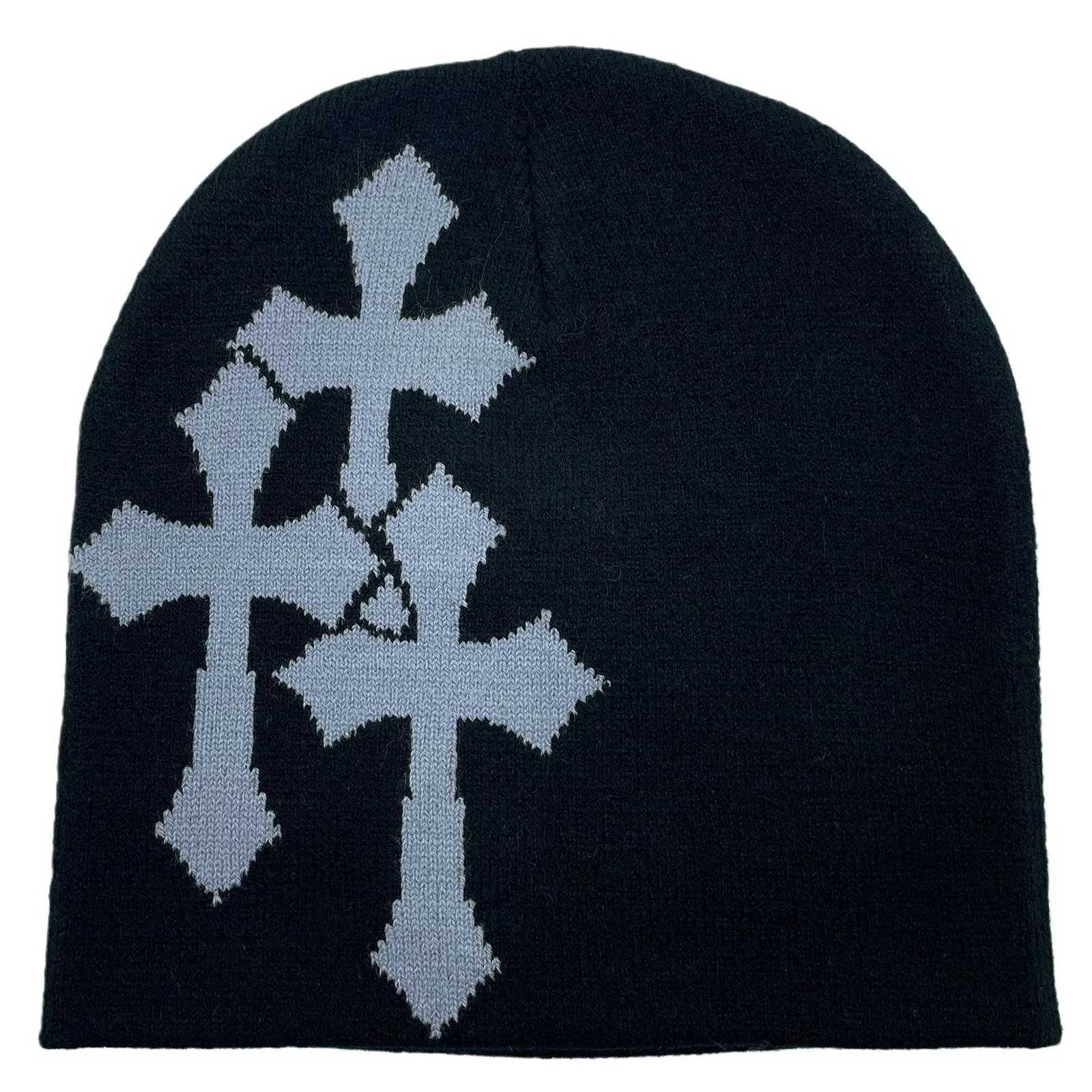 Luxury 1PC New Millennium Cross Hacquard Knitted Hat Autumn Winter Keep Warm Popular Hip Hop Beanie Street Fashion Outdoor Cold Cap Y251209
