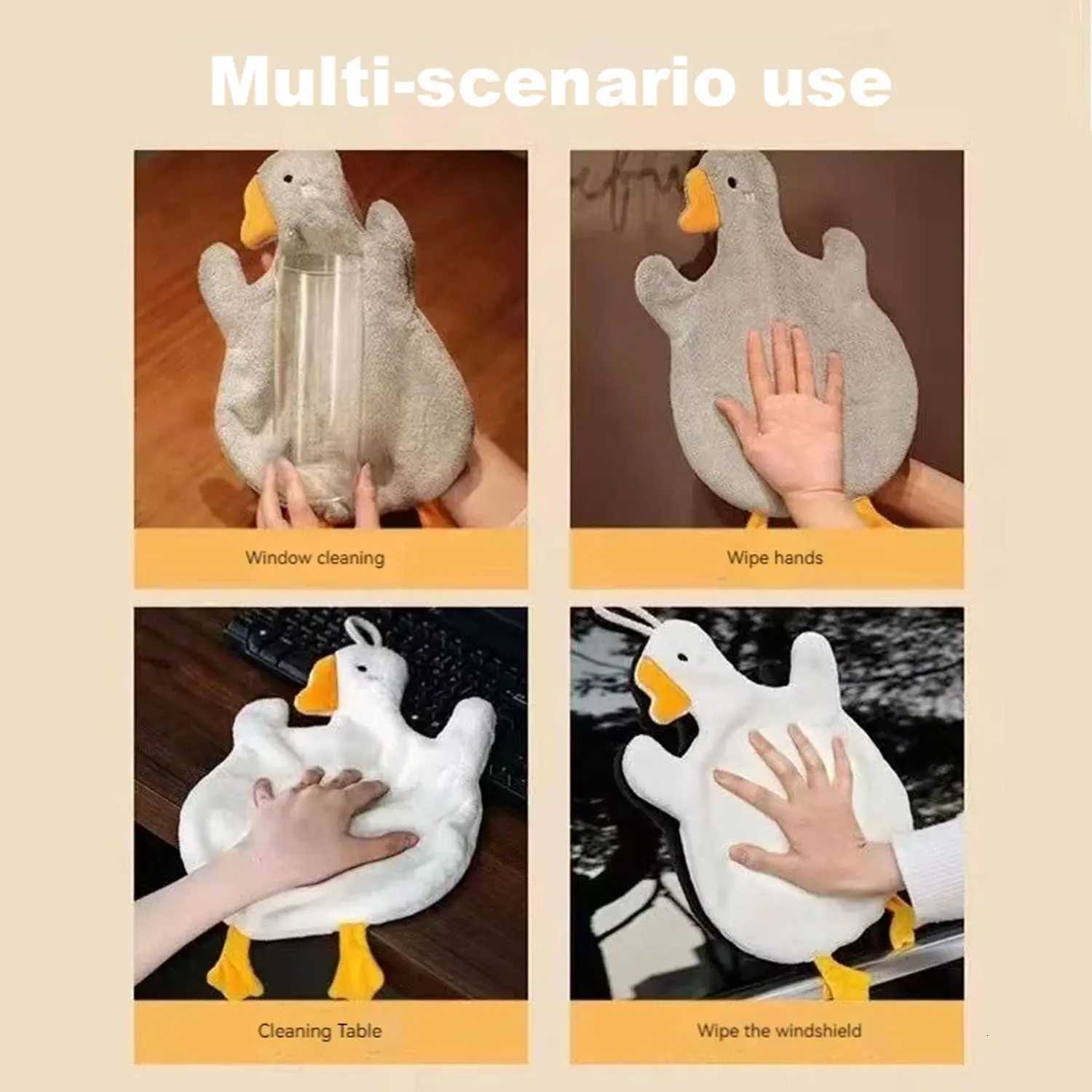 Cute Hand Towel Kitchen Bathroom and Toilet Hand Towel Hanging Type with Super Water Absorption Quick Drying Cartoon Goose C251210