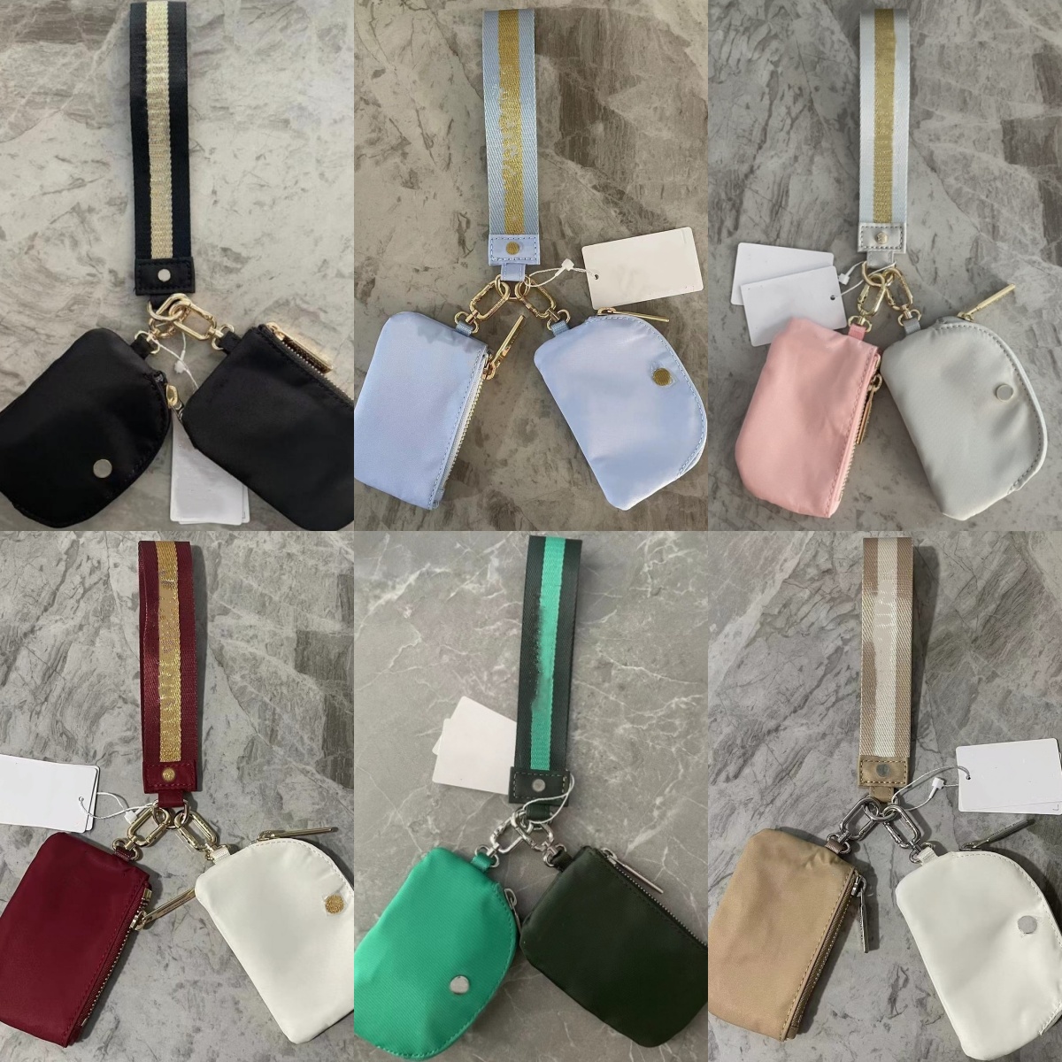 Yoga wristlet Clutch Bag keychain Wallet Gym Bag Dual Pouch Mini Designer Purse With Detachable Zipper Wrap Around Wristlet Black Gold Belt Waist Bags Bum Bags