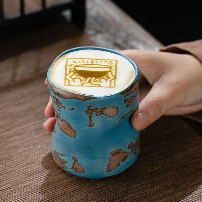 230ML Coarse Pottery Coffee Cup Hand Holding Cup Retro Japanese Ceramic Espresso Coffee Cup Living Room Decorative Ceramic Cup C251210