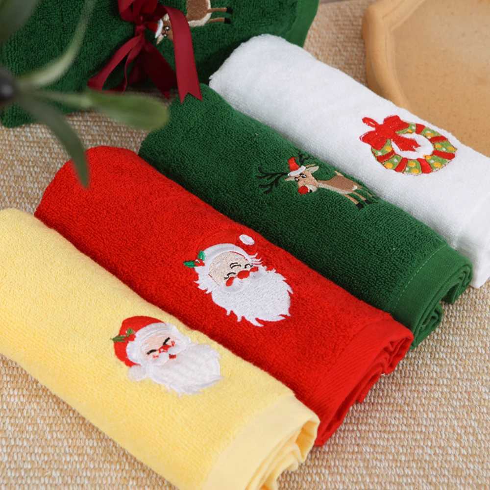 Vintage Holiday Towel Christmas Santa Reindeer Ornament Uses for Kitchen Bathroom C251210