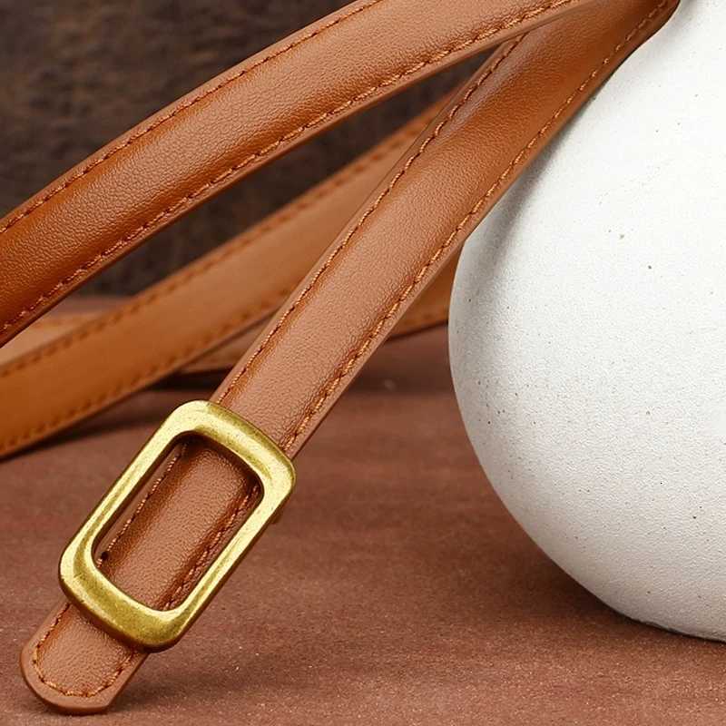 Luxury New Thin Genuine Leather Belt for Women Stylish Waist Accessory with Metal Square Buckle Perfect for Dresses Jeans Y251210
