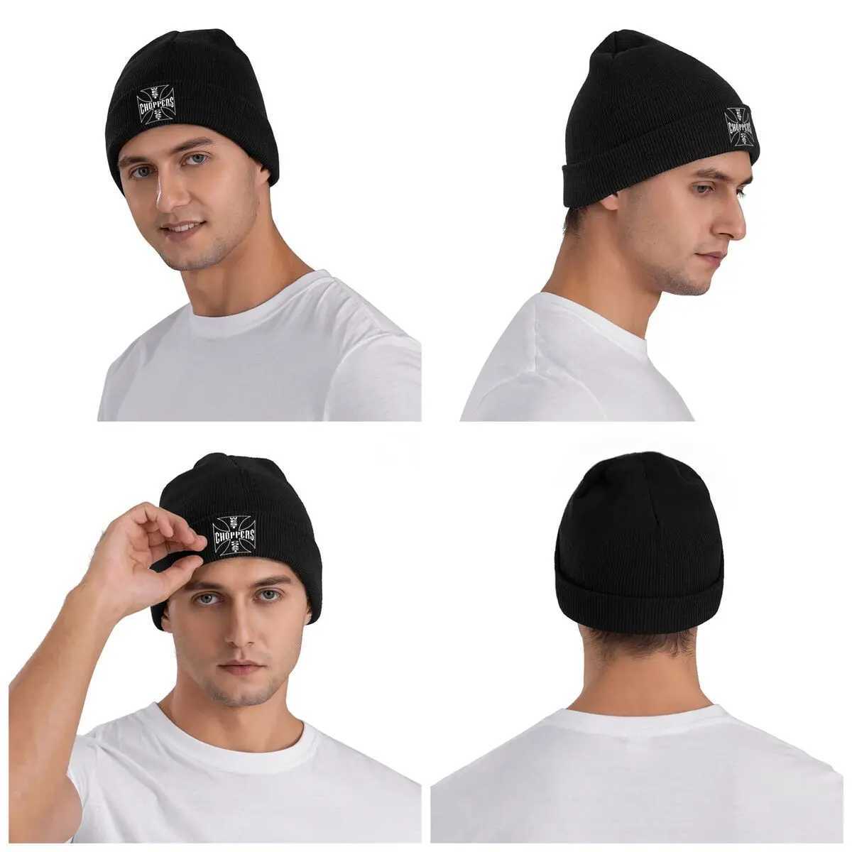 Luxury Personalized West Coast Iron Cross Choppers Warm Knitted Cap Hip Hop Bonnet Hat Autumn Winter Outdoor Beanies Hats for Adult Y251209