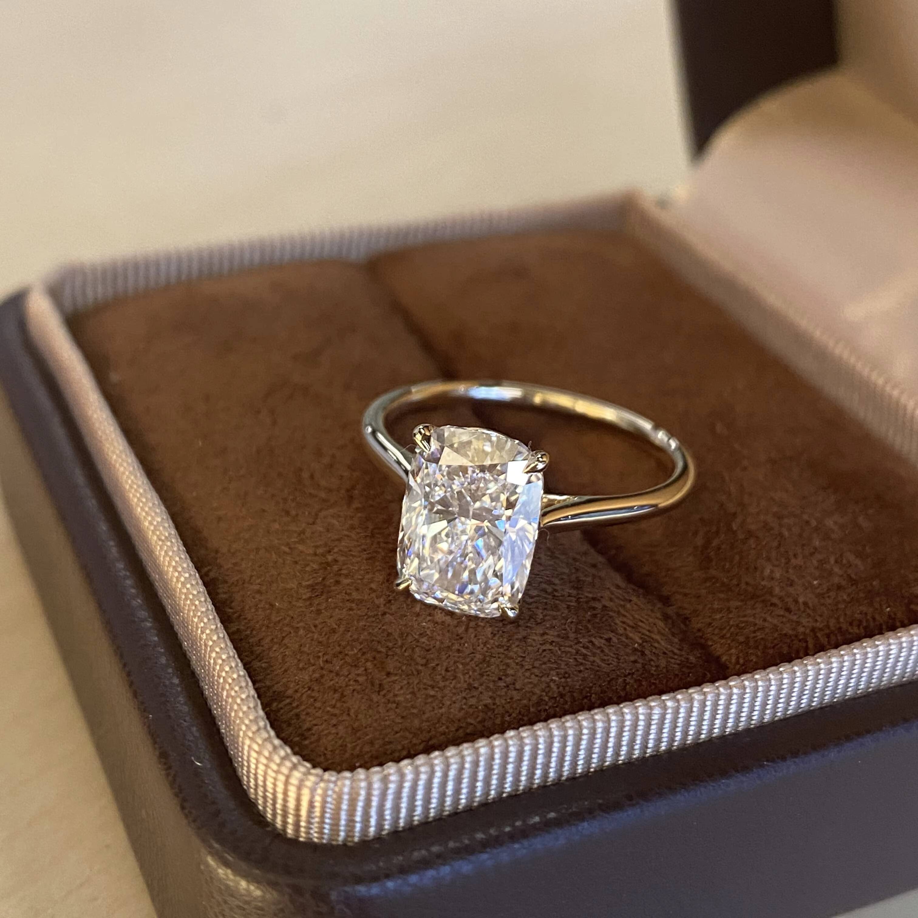 Fashion Jewelry Ring Manufacture Custom D E F Vvs1 VS Cushion Cut 18k 14k Gold Lab Grown Diamond Ring Synthetic Diamond Ring