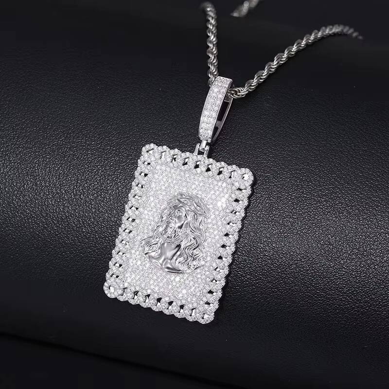 Gold Plated S 925 Sterling Silver Lab Grown Diamond Bling Ice Out JESUS Pendants Necklaces for Men