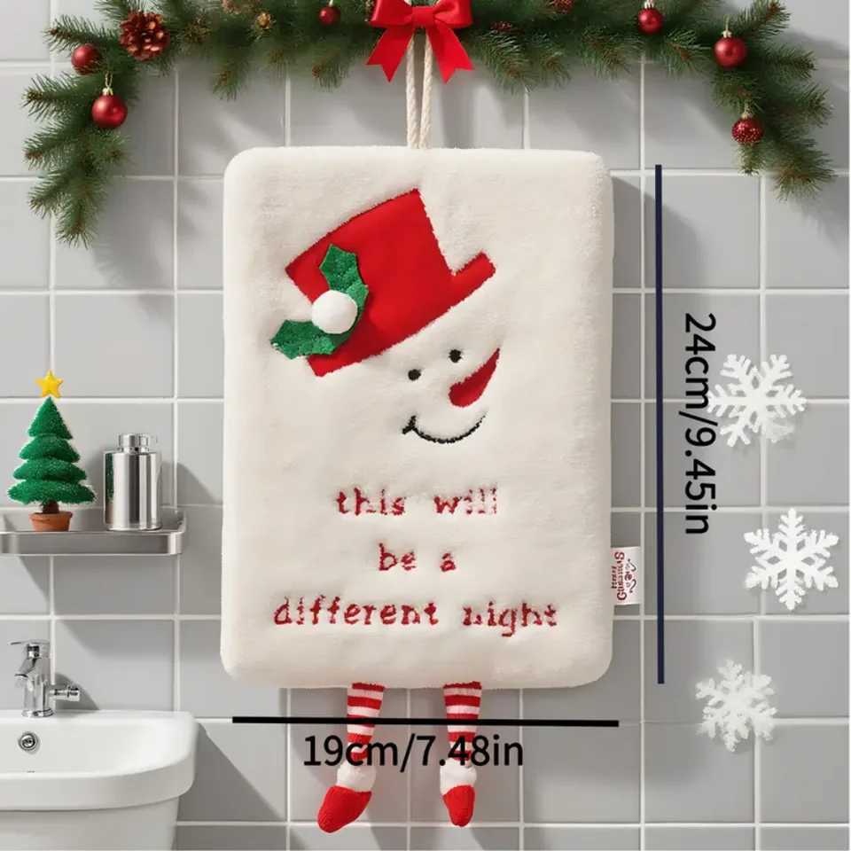 Christmas-themed hand towels with hanging rings super soft highly absorbent Christmas decorative hand towels suitable C251210