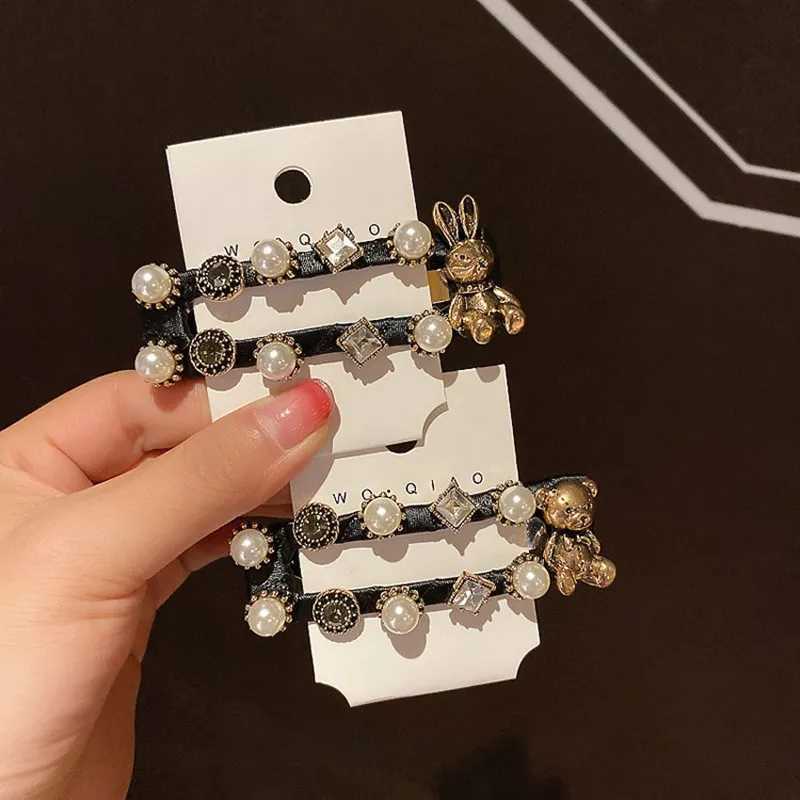 Vintage Metal Pearl Wen Hair Clip Pin Barrettes Fashion Golden Alloy Bear Rhinestone wer Hair Accories Hairpin Barrettes Y251210