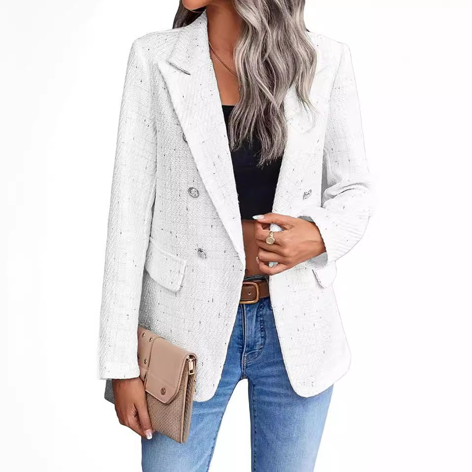 Women's Suits & Blazers European and American New Fashion Coarse Tweed Suit Jacket Women's Fashion Casual Lapel Single-button Jacket Button  - view 5