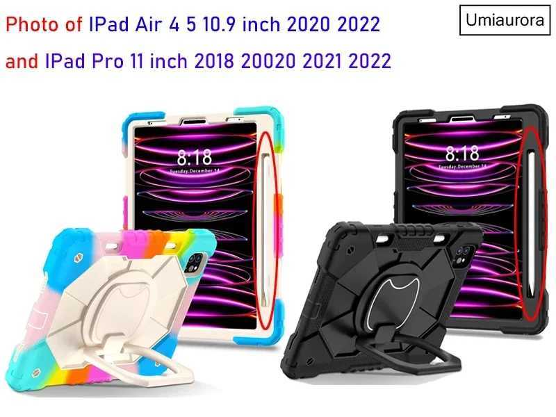 For IPad 97 7th 8th 9th 102 10th Gen Air 4 5 109 Pro 11 inch Kids Tablet Case Rotation Handle Stand Shockproof Rugged Cover H251210