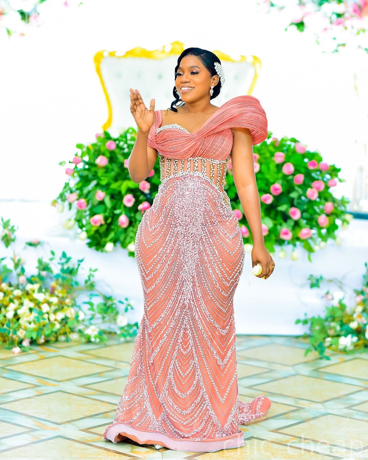 Aso Ebi Blush Pink Mermaid Prom Dresses 2026 Pearls Sheer Neck Sequined Evening Formal Party Second Birthday Engagement Gowns Plus Size Dress For Spec