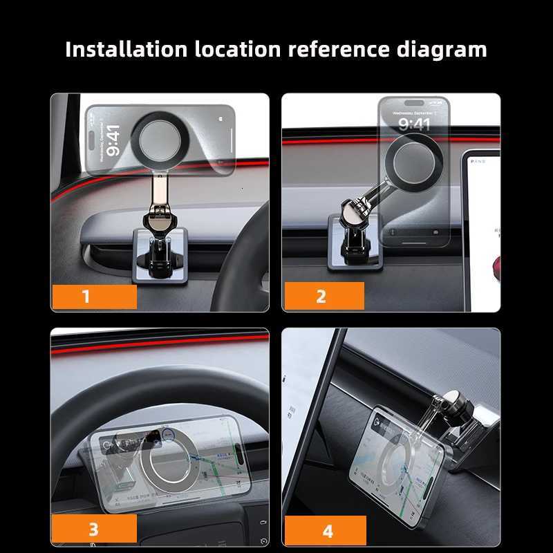 Adjustable Magnetic Car Phone Holder Mount for Tesla Model 3 Highland ModelY 2019-2024 Metal Car Phone port Frame Accessories C251210