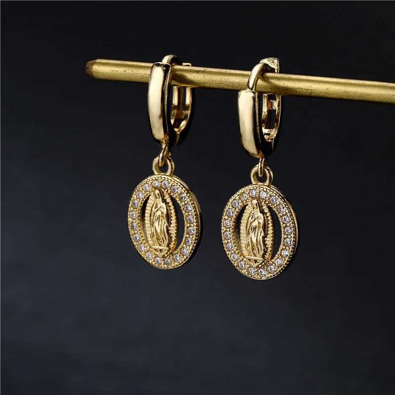 Gold Color Religious Wen Drop Earrings High Quty Virgin Mary Pendant Earrings With CZ StoneElegant Jewelry Gift Y251210