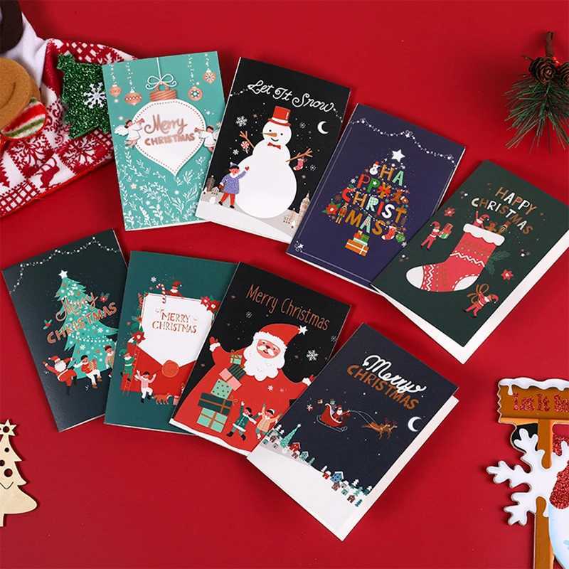 Christmas Cards 8pcs Merry Christmas Cards with Envelopes and Stickers Happy Christmas In 8 Templates Xmas Greeting Cards To All H251210