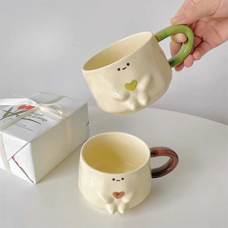High Aesthetic Ceramic MUg with Love Three-dimensional Coffee MUgs Couple Water Cups Birthday Gift Tea Cupkawaii Cup C251210