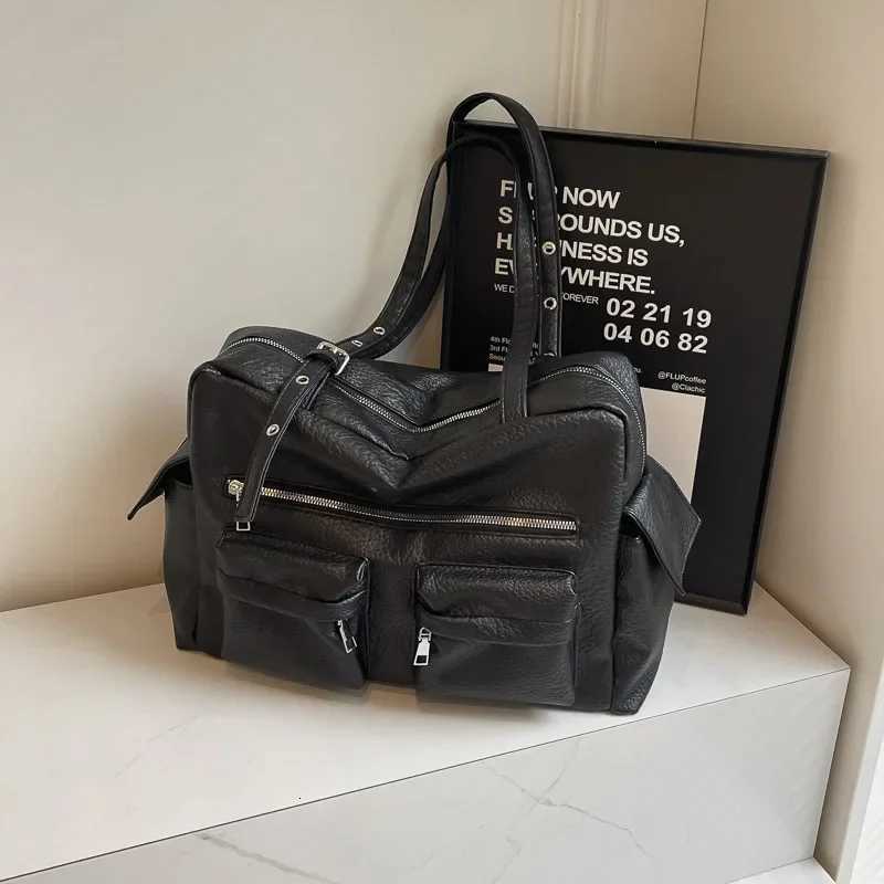 2024 Wen PU Leather Shoder Bag Mti-Pockets Underarm Bag Solid Versatile Cmuting Handbag Adjustable Strap Armpit Tote Bag Y251209