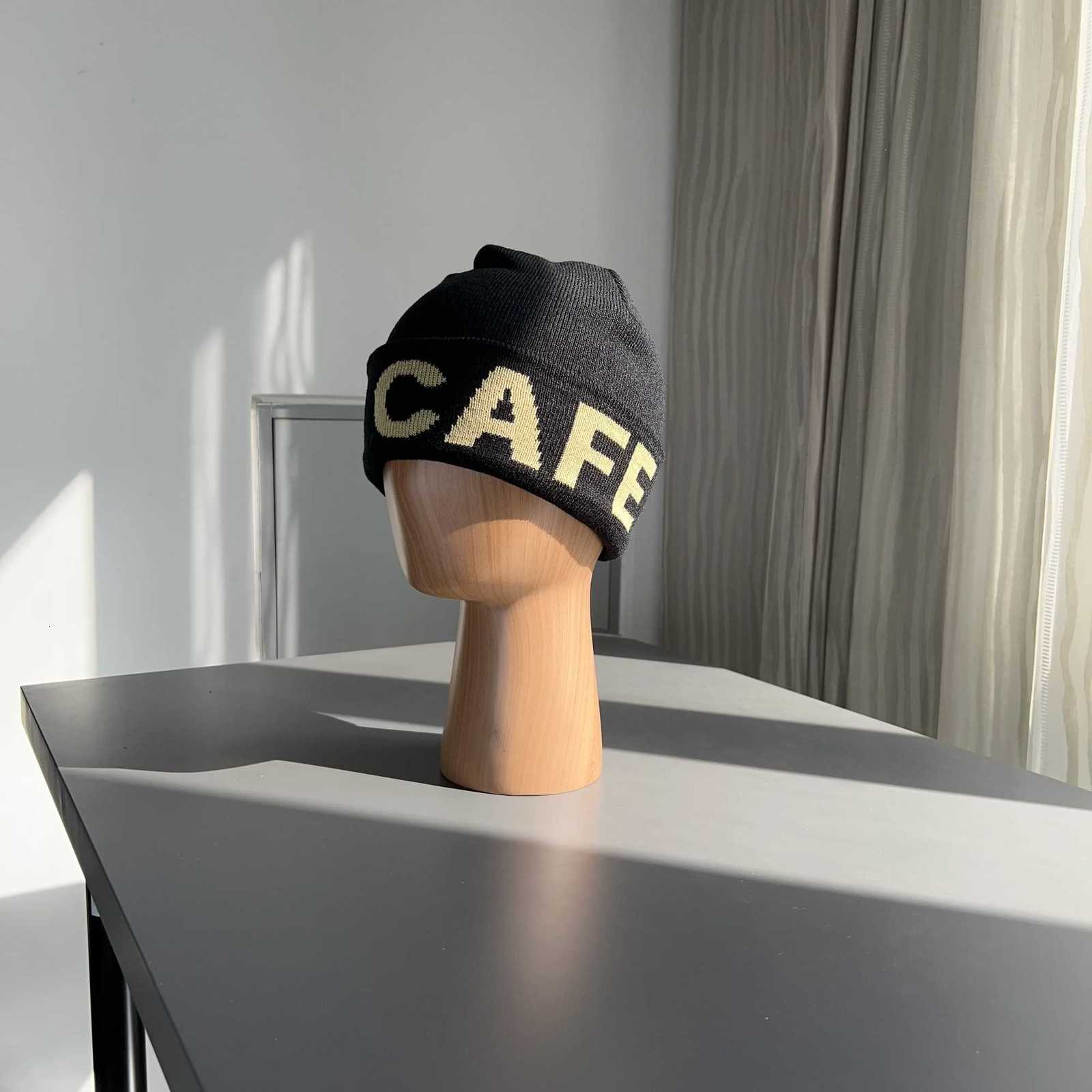 Luxury Coffee Brand Winter CAFE Beanie Hat Cleanfit Men and Women Hombre Kpop Knitted Bonnet Y251209