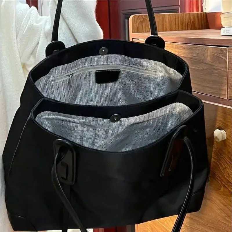 Elegant Nyl Tote Bag Wens Crossbody shoder Bag Large Capacity Casual Handbag Sli Korean Style Soft Fabric Pure Color Y251209
