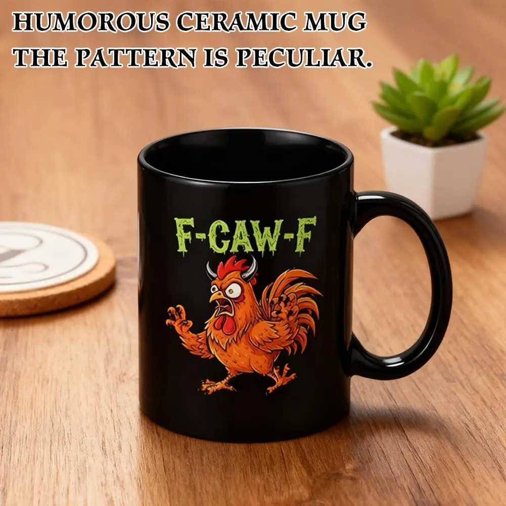Chickens Pun Sarcastic Ceramic Coffee Cup Funny Caw-F Chicken Coffee Mug 11 Oz Crazy Rooster Humor Accent Cup Gift For Friends C251210